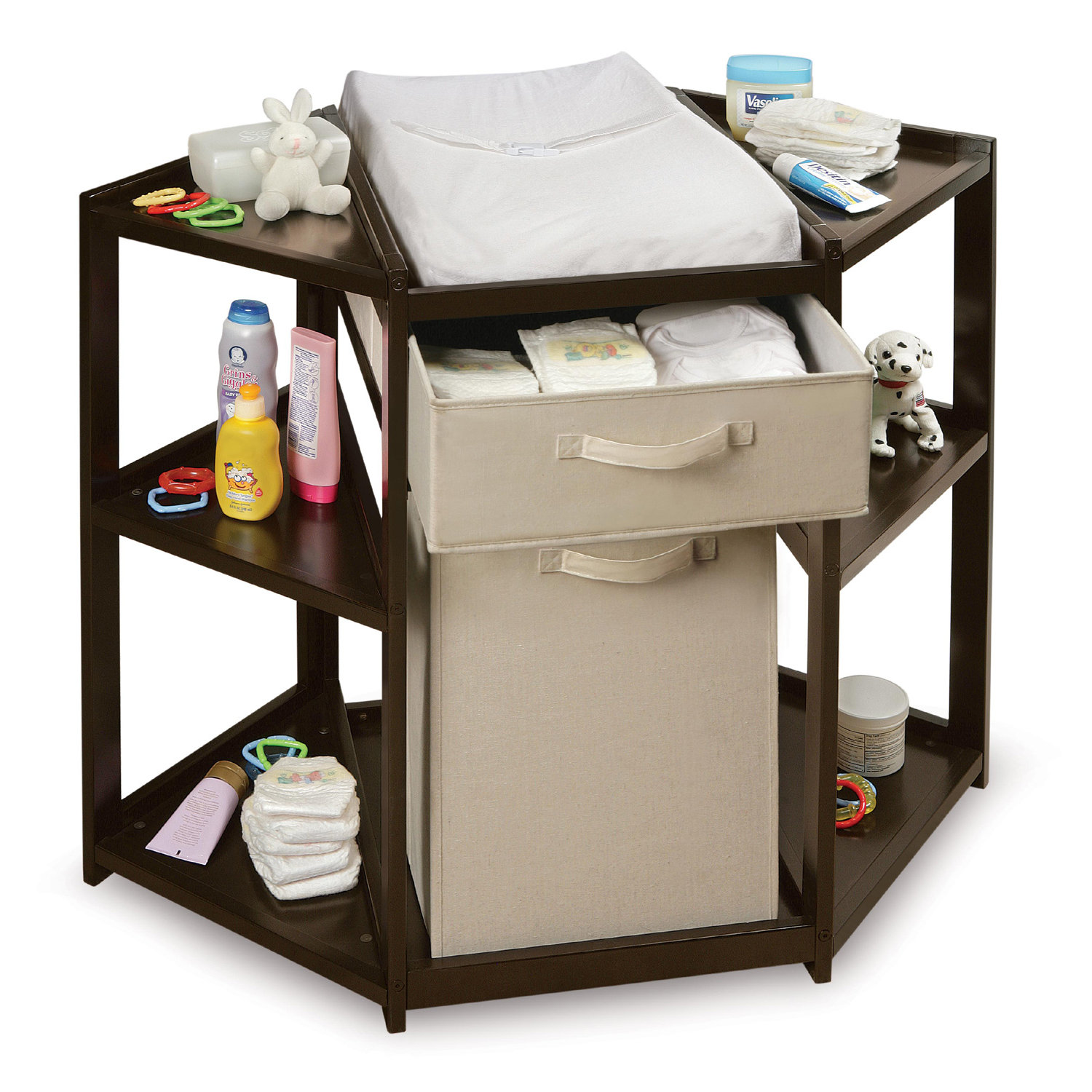 Badger Basket Diaper Corner Baby Changing Table with Hamper and Basket & Reviews Wayfair